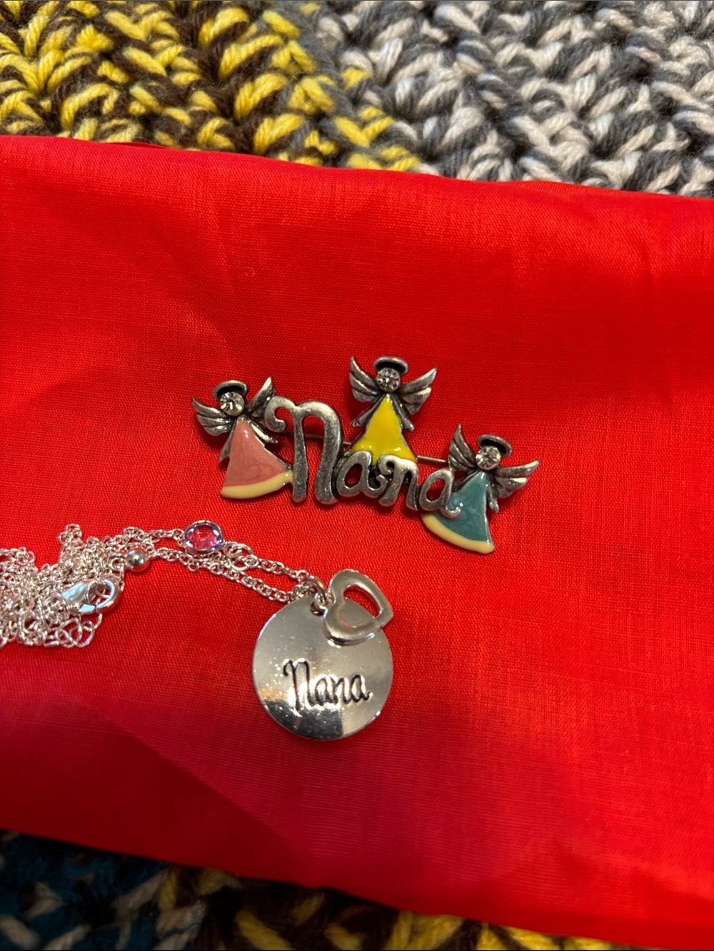 NaNa Grandmother Silver Pendant & charm NaNa Necklace